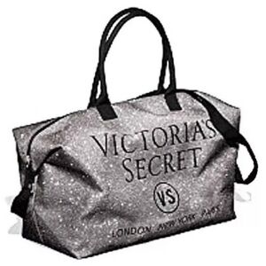 NWT Victoria’s Secret Supermodel duffle tote! Glam silver sparkle! NEW!